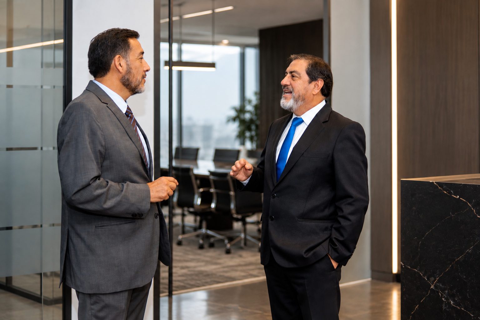 Miguel Bueno y Raúl Canelo, socios fundadores de LAWFIN, conversando en la oficina